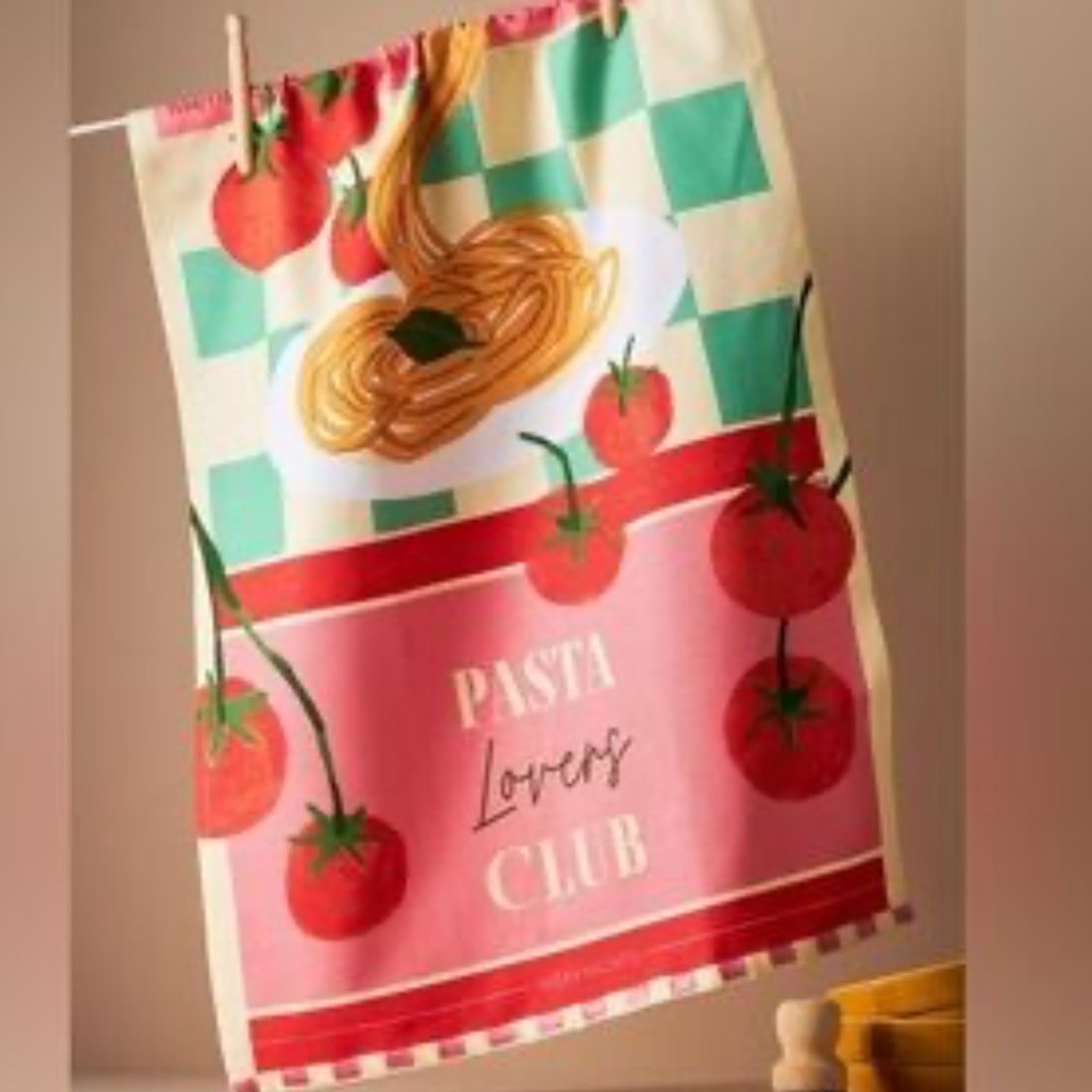Anthropologie Pasta Lover’s Club Cotton Dish Towel